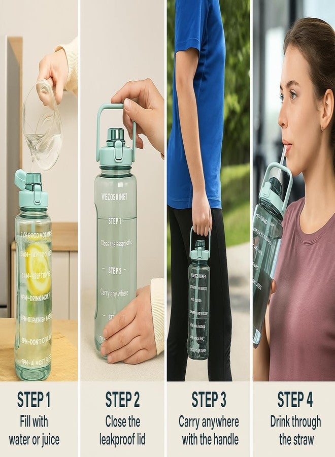 WEZOSHINET 2 L Capacity Belt Straw Transparent Motivational Water Bottles| Leakproof Durable Non-Toxic Sipper for School/College/office/Travel Bottle | BPA-Free Fitness Sports Bottle (Multicolor) - Image 3